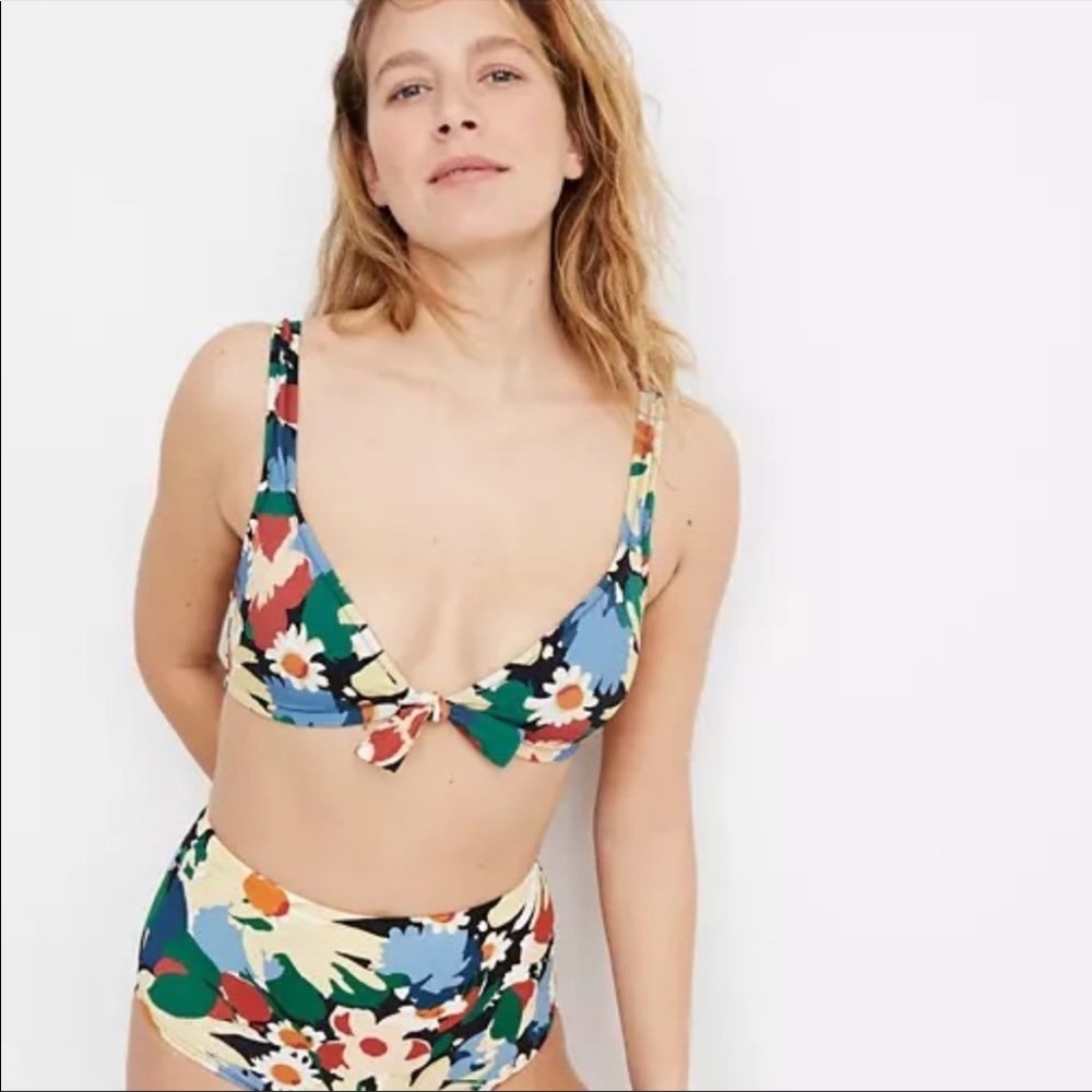 Madewell Second Wave Tie-Front Bikini Top - Large NWT
